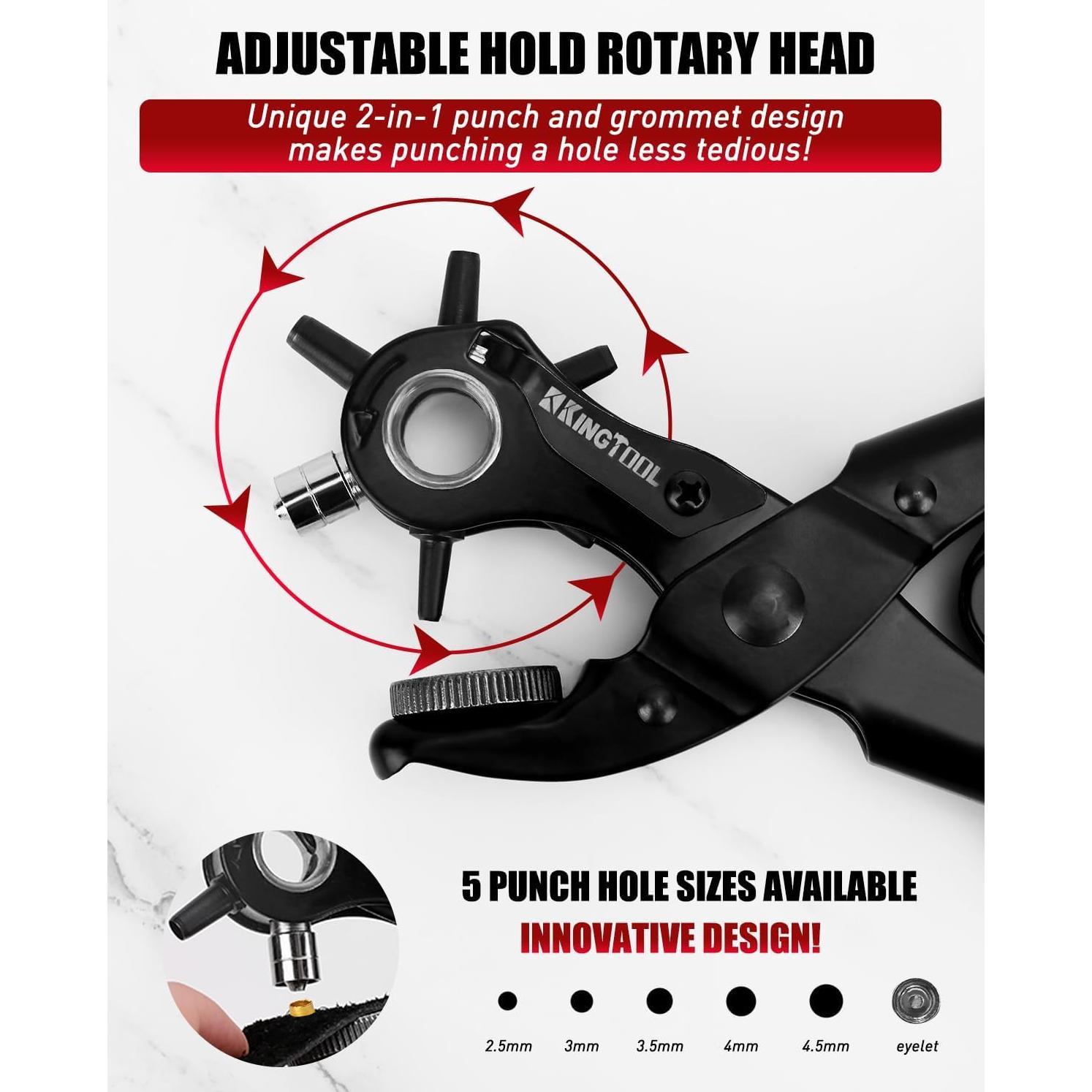 Perforador de Cuero 2 en 1 KingTool con Kit de Ojetes 200 Piezas