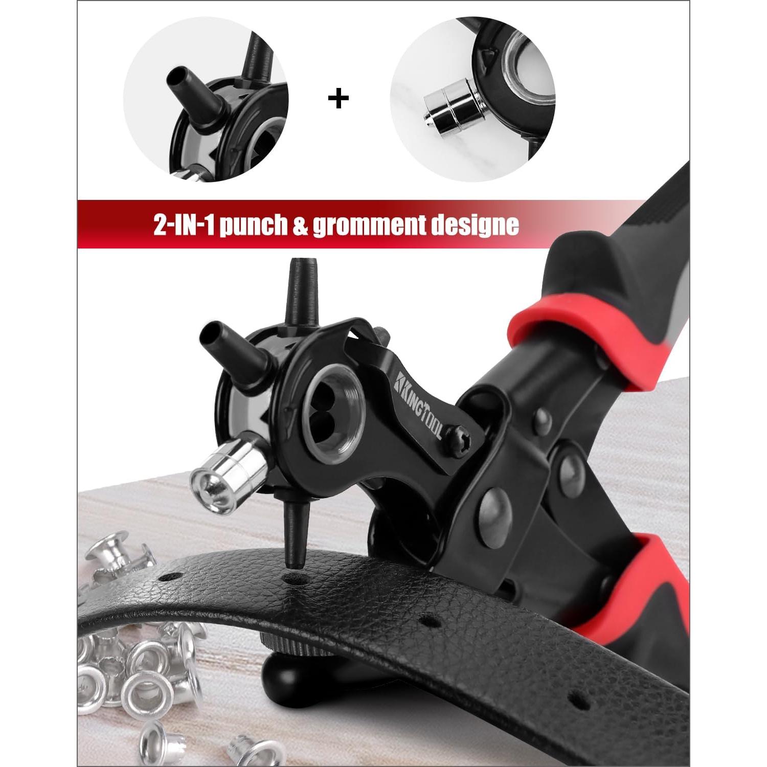 Perforador de Cuero 2 en 1 KingTool con Kit de Ojetes 200 Piezas