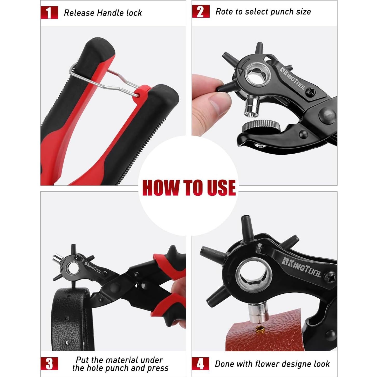 Perforador de Cuero 2 en 1 KingTool con Kit de Ojetes 200 Piezas