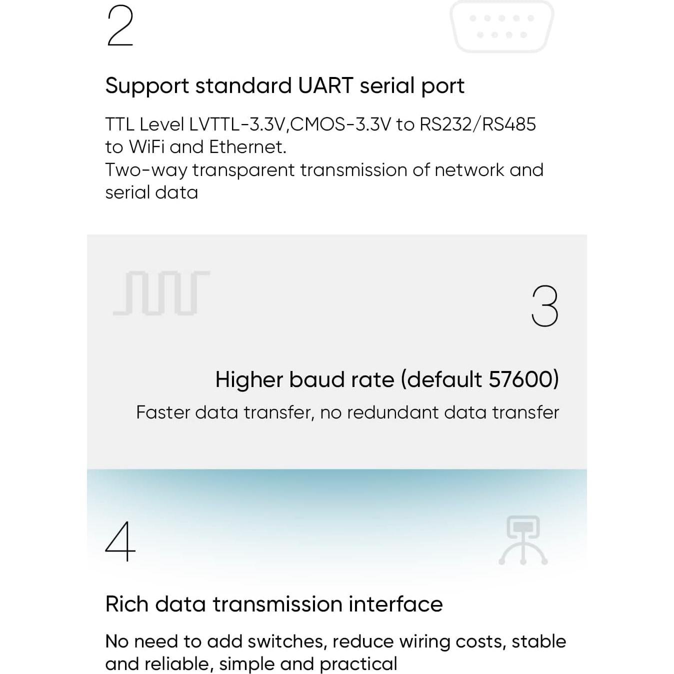 VONETS Servidor Serial WiFi Industrial VAP11S-232 2.4GHz