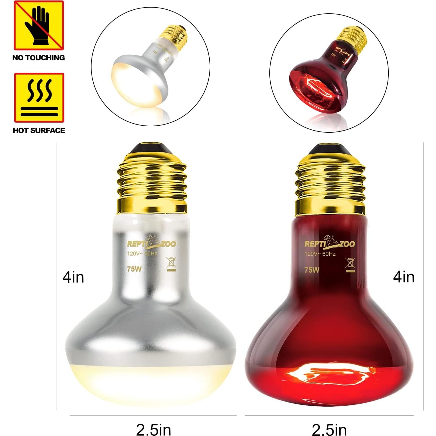 Bombilla de Calor para Reptiles REPTIZOO 75W UVA y Infrarroja