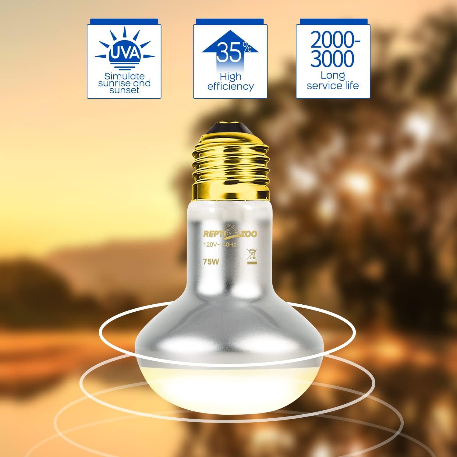 Bombilla de Calor para Reptiles REPTIZOO 75W UVA y Infrarroja