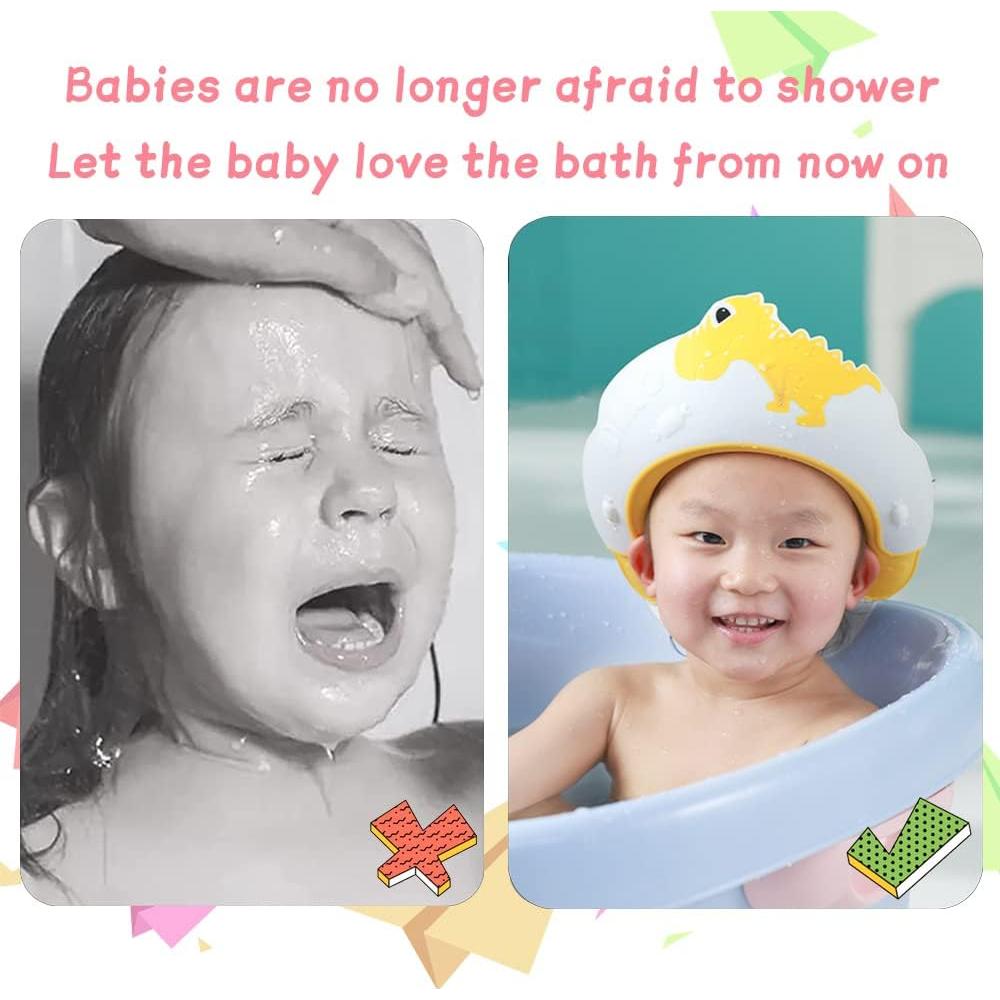 Gorro de Ducha para Bebé Thcbme Dinosaurio Azul Ajustable