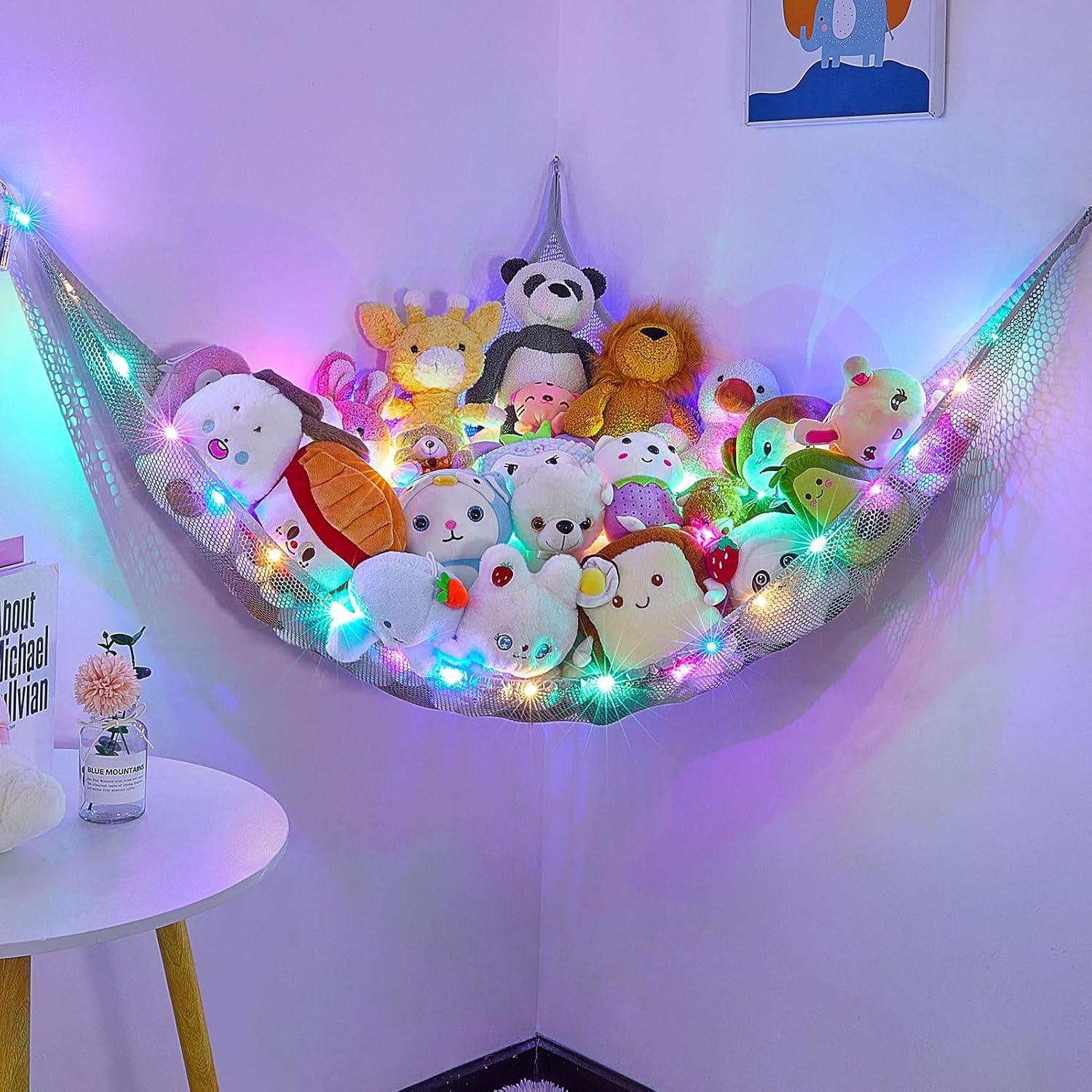 Hamaca Organizador de Juguetes Castillo de Unicornio Gris Grande