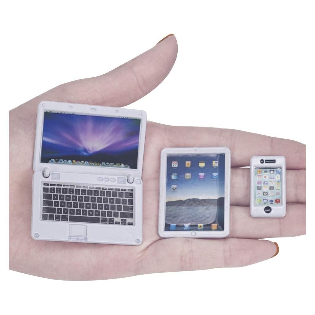 Miniaturas de Accesorios para Casa de Muñecas - 3 Portátiles Blancos