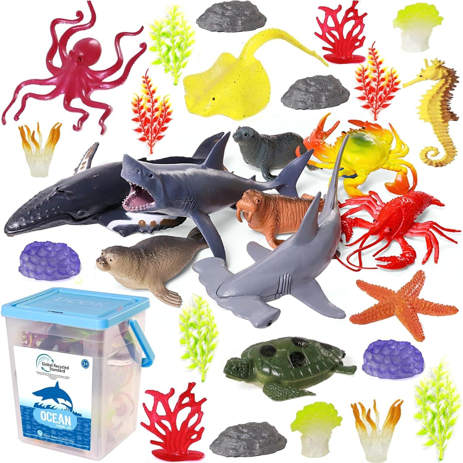 Figuras de Animales Marinos BIWASE 29 Piezas para Niños 3+