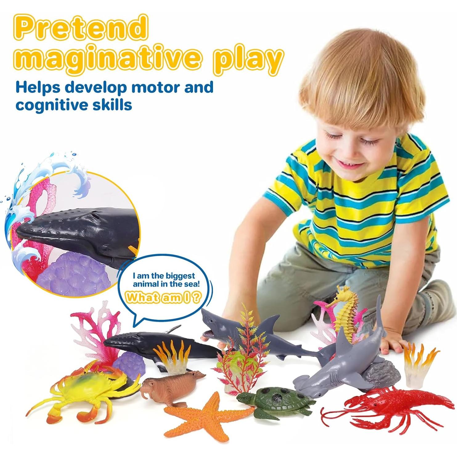 Figuras de Animales Marinos BIWASE 29 Piezas para Niños 3+