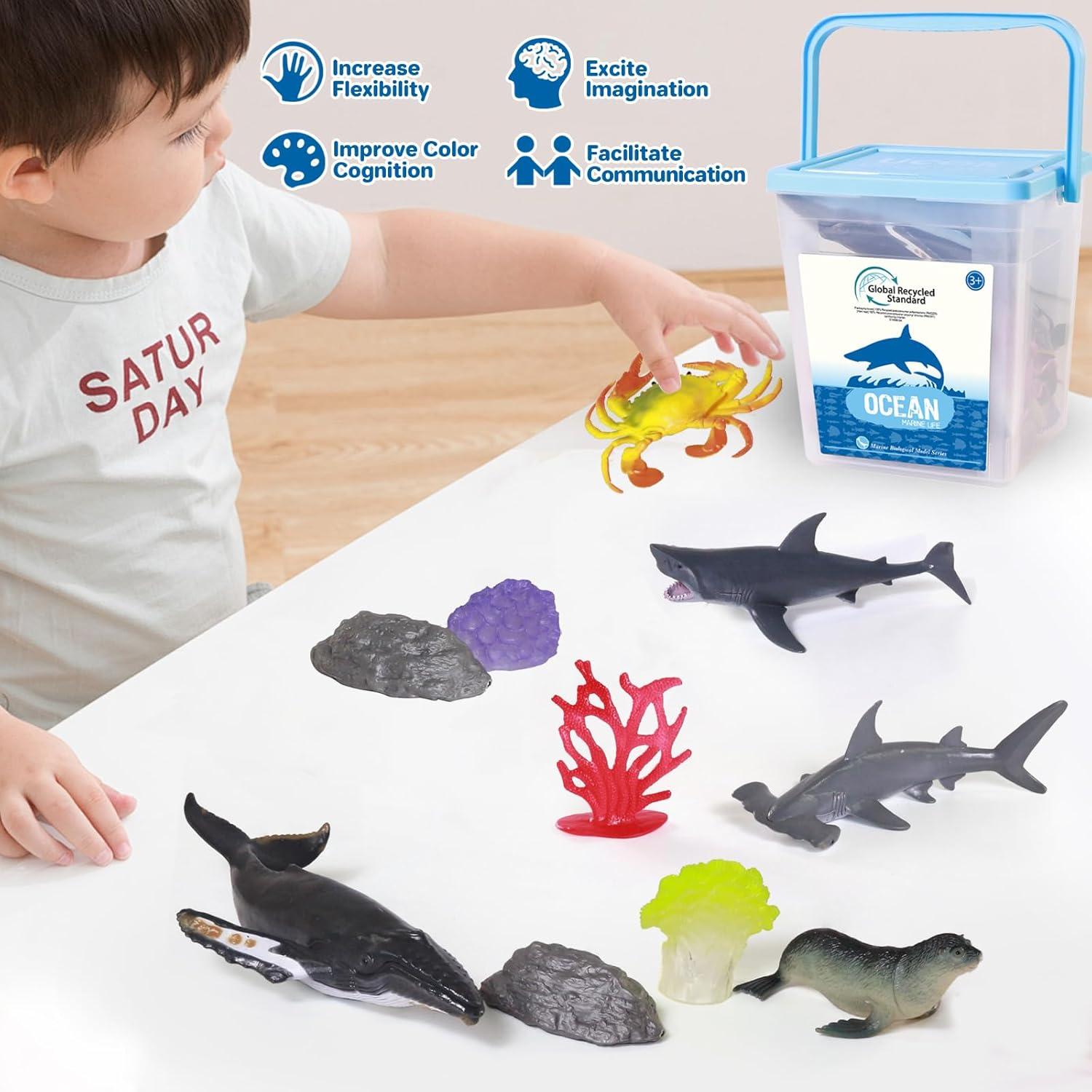 Figuras de Animales Marinos BIWASE 29 Piezas para Niños 3+