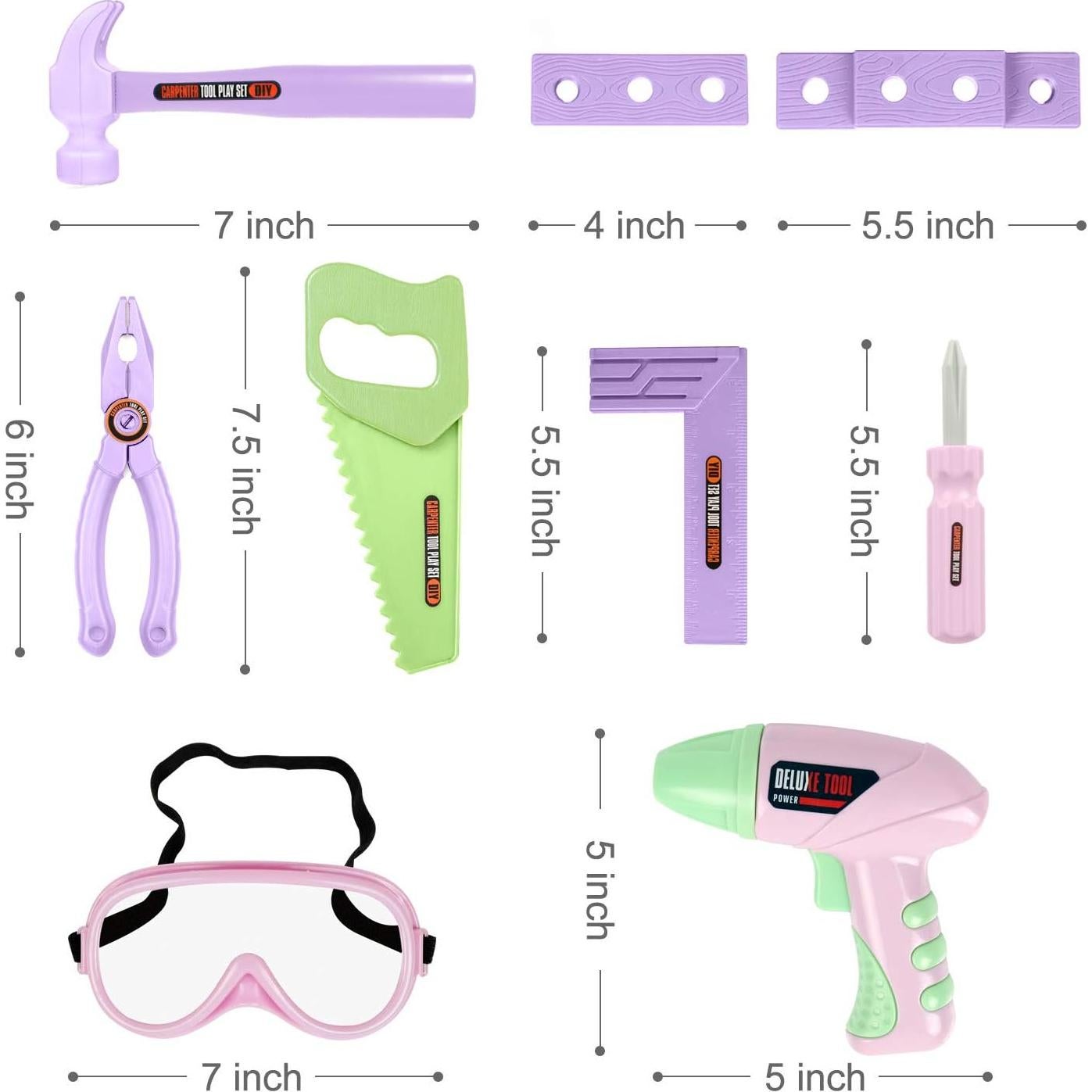 Juego de Herramientas para Niños EXERCISE N PLAY - 10 Piezas Rosadas