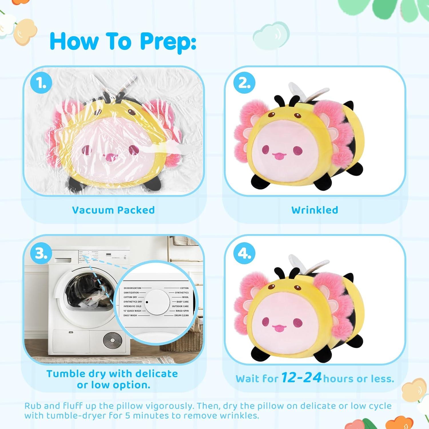 Almohada de Peluche Axolote Abeja Mewaii 20 cm Suave