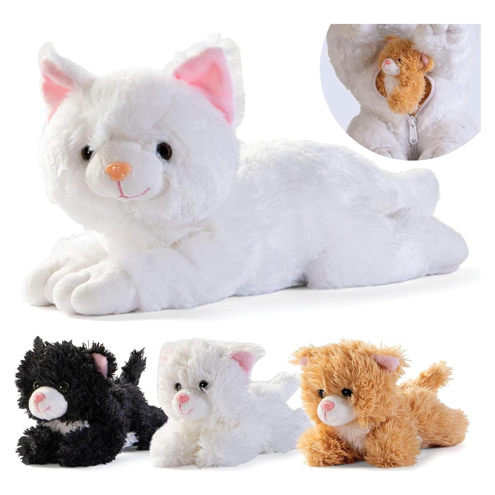Conjunto de Juguetes de Peluche Prextex - Gato Grande y 3 Gatitos