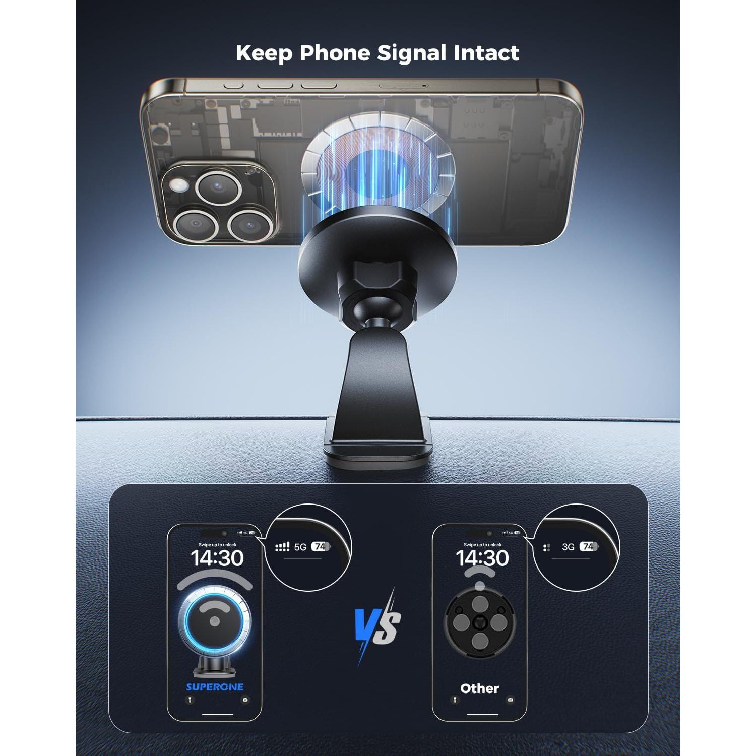 Soporte Magnético para Coche MagSafe SUPERONE - Negro