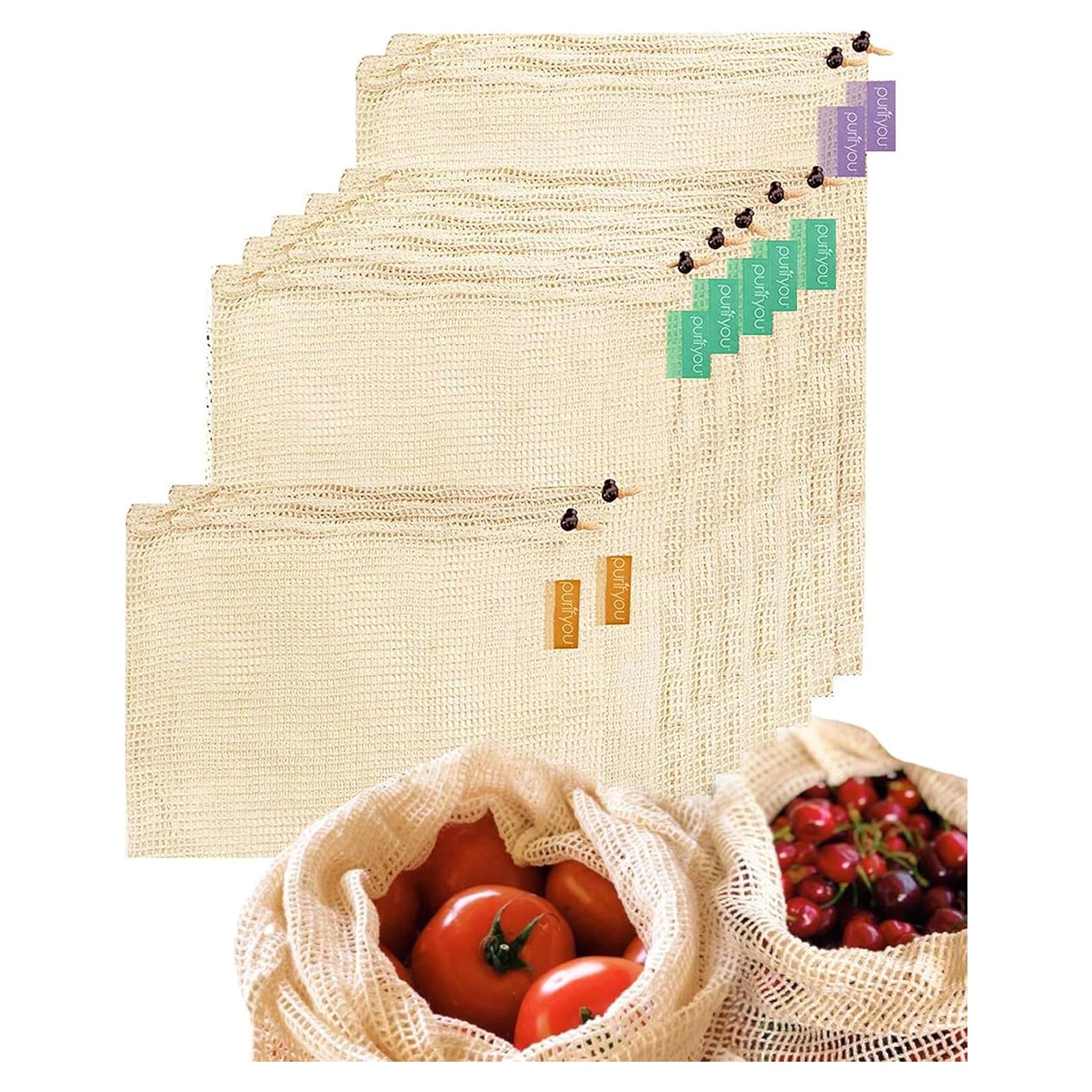 Set de 9 Bolsas Reutilizables de Algodón Orgánico Purifyou