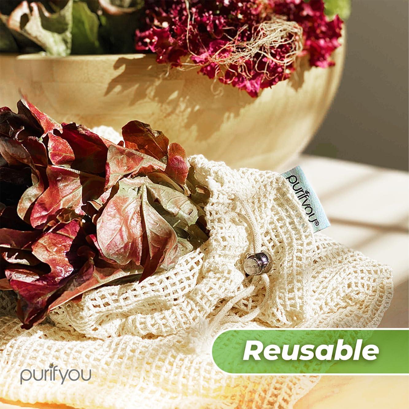 Set de 9 Bolsas Reutilizables de Algodón Orgánico Purifyou