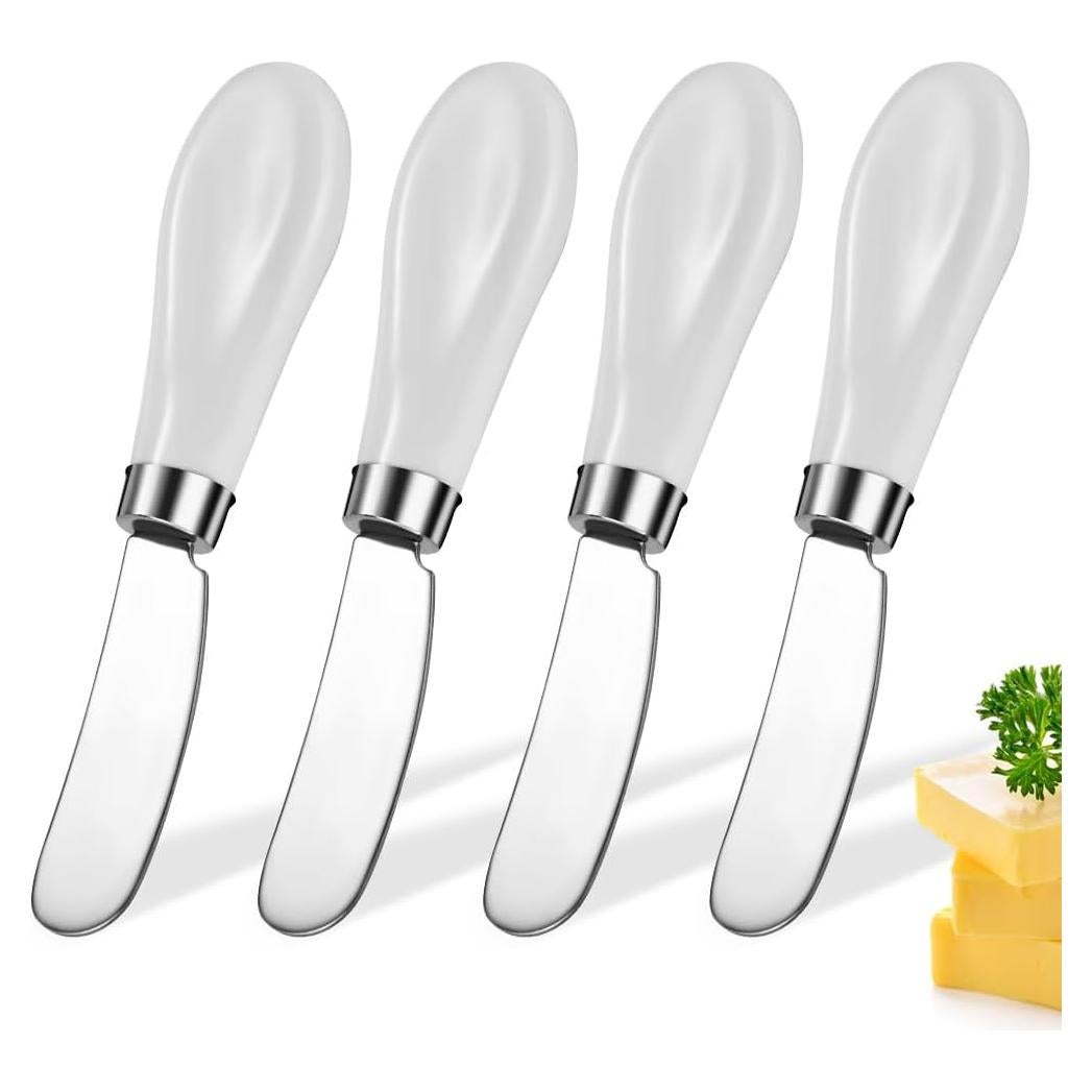 Set de 4 Cuchillos para Untar Mantequilla AISBUGUR - Acero Inoxidable y Mango de Cerámica