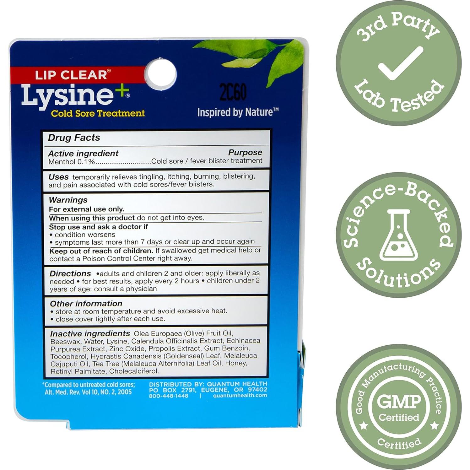 Ungüento Lip Clear Lysine+ Quantum Health 7.09 g - Alivio Herpes Labial