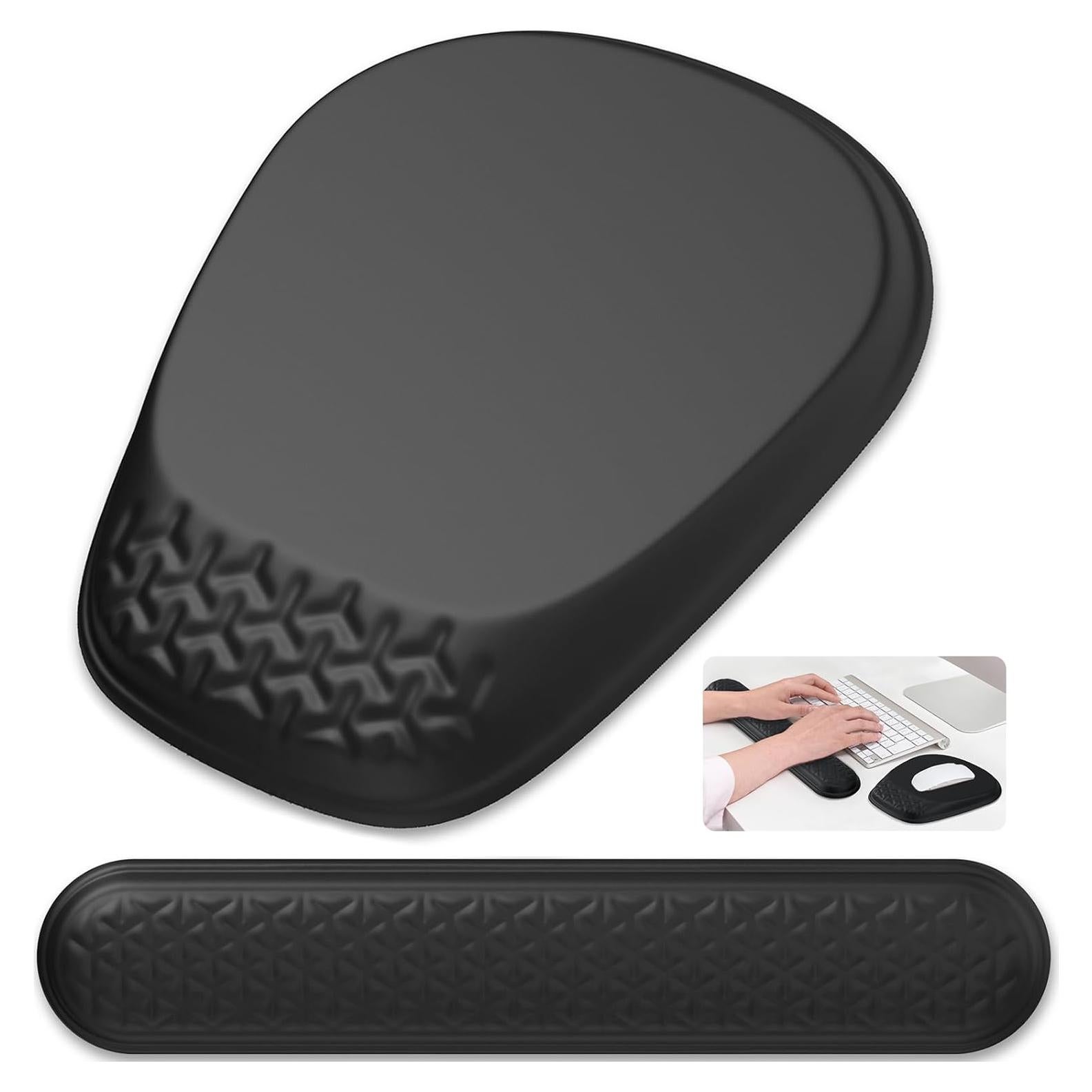 Conjunto Alfombrilla de Ratón y Reposamuñecas Ergonómico Laokiiy Negro