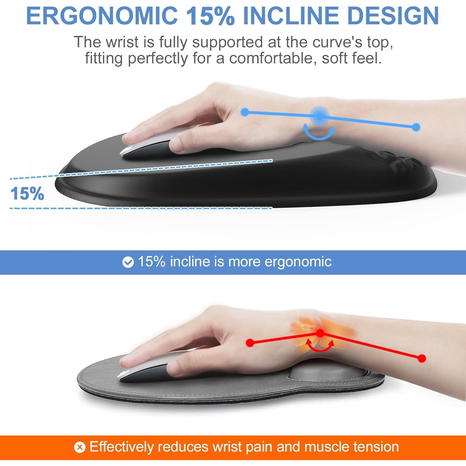 Conjunto Alfombrilla de Ratón y Reposamuñecas Ergonómico Laokiiy Negro