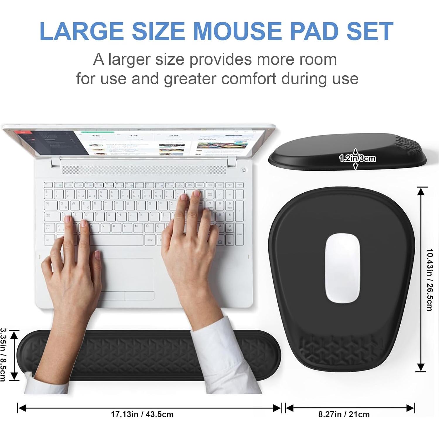 Conjunto Alfombrilla de Ratón y Reposamuñecas Ergonómico Laokiiy Negro