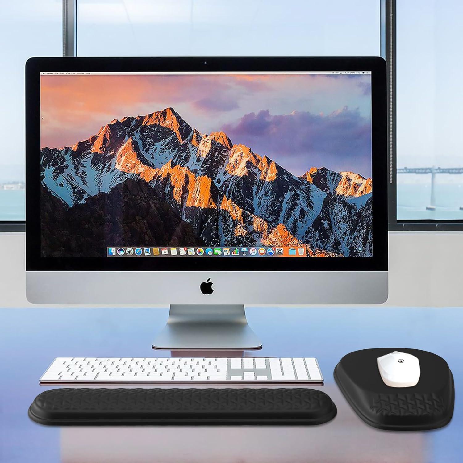 Conjunto Alfombrilla de Ratón y Reposamuñecas Ergonómico Laokiiy Negro