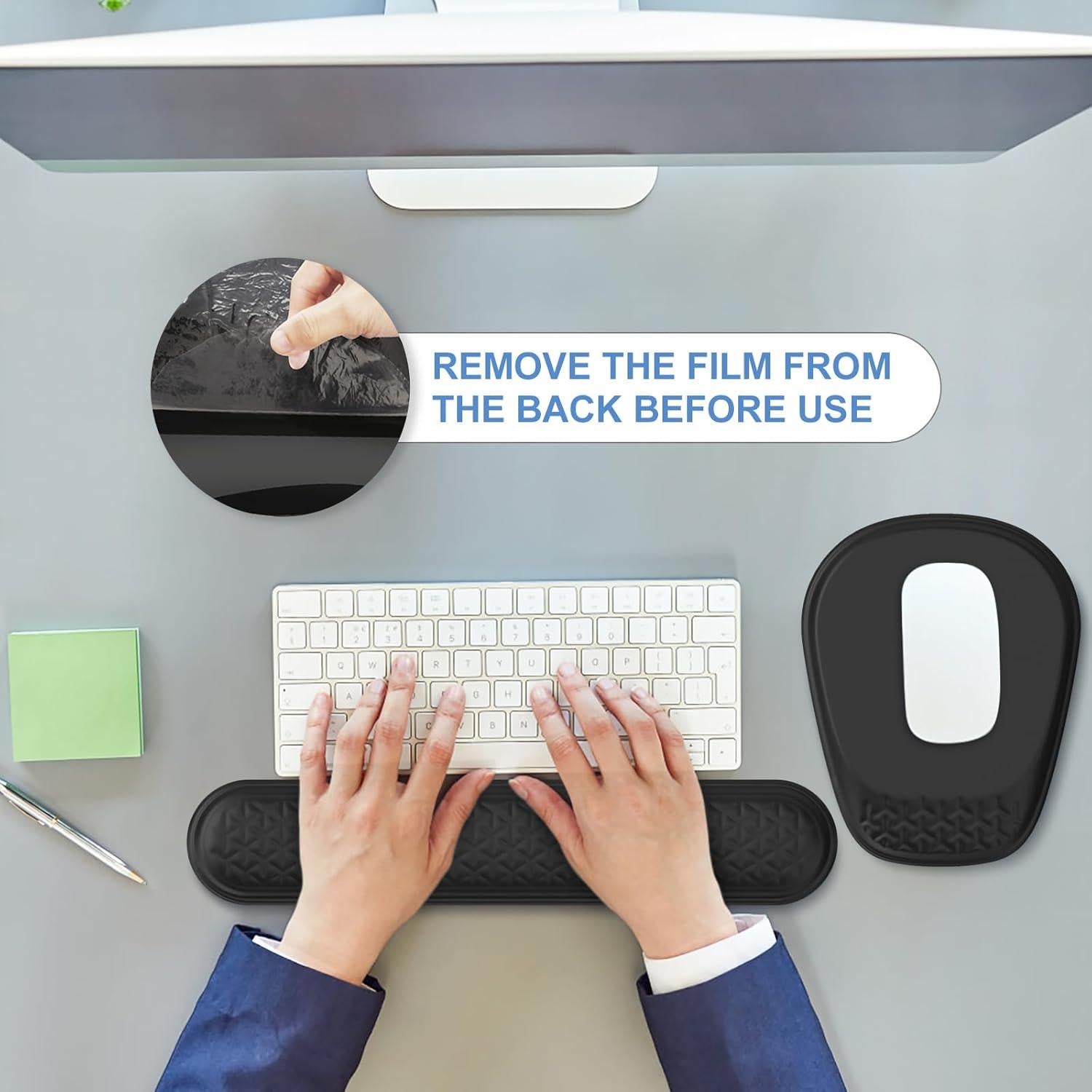 Conjunto Alfombrilla de Ratón y Reposamuñecas Ergonómico Laokiiy Negro