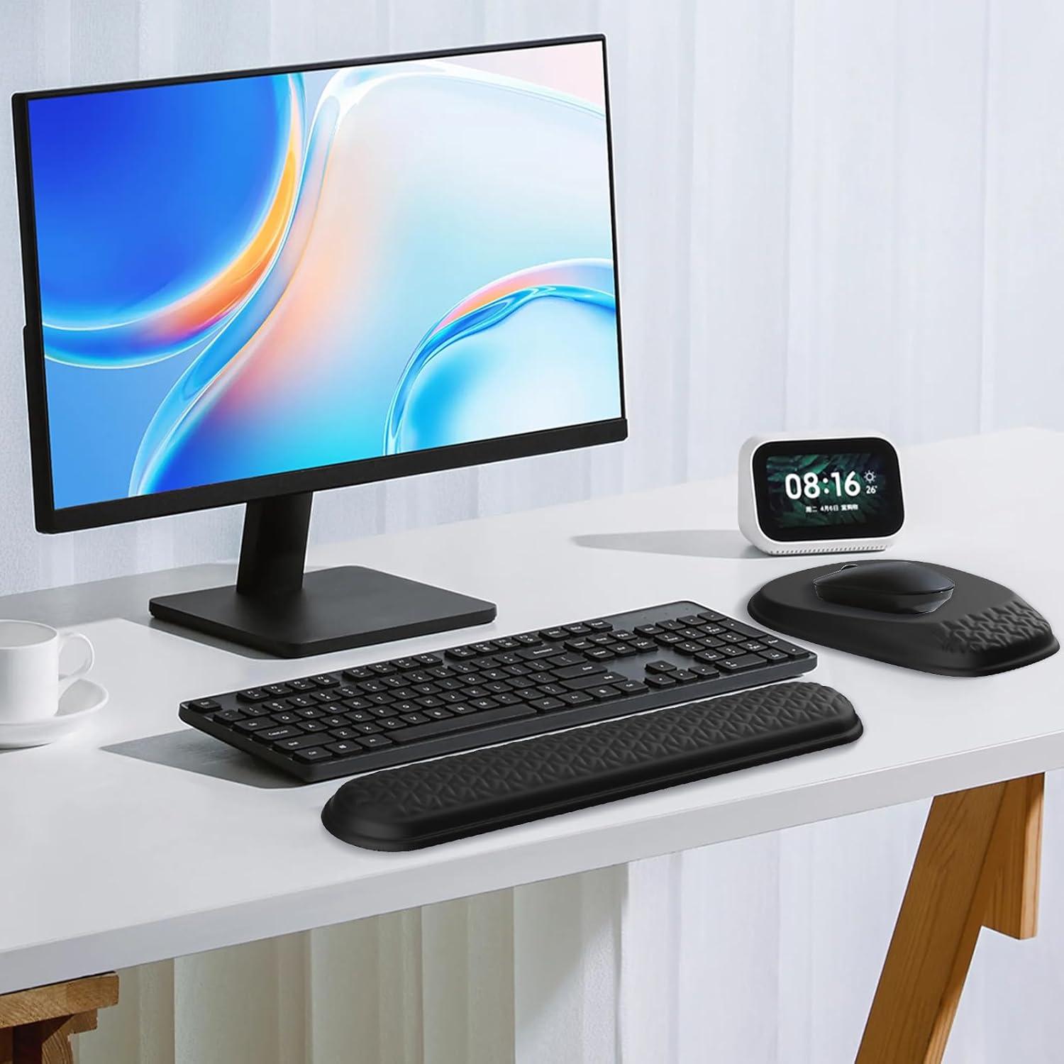 Conjunto Alfombrilla de Ratón y Reposamuñecas Ergonómico Laokiiy Negro