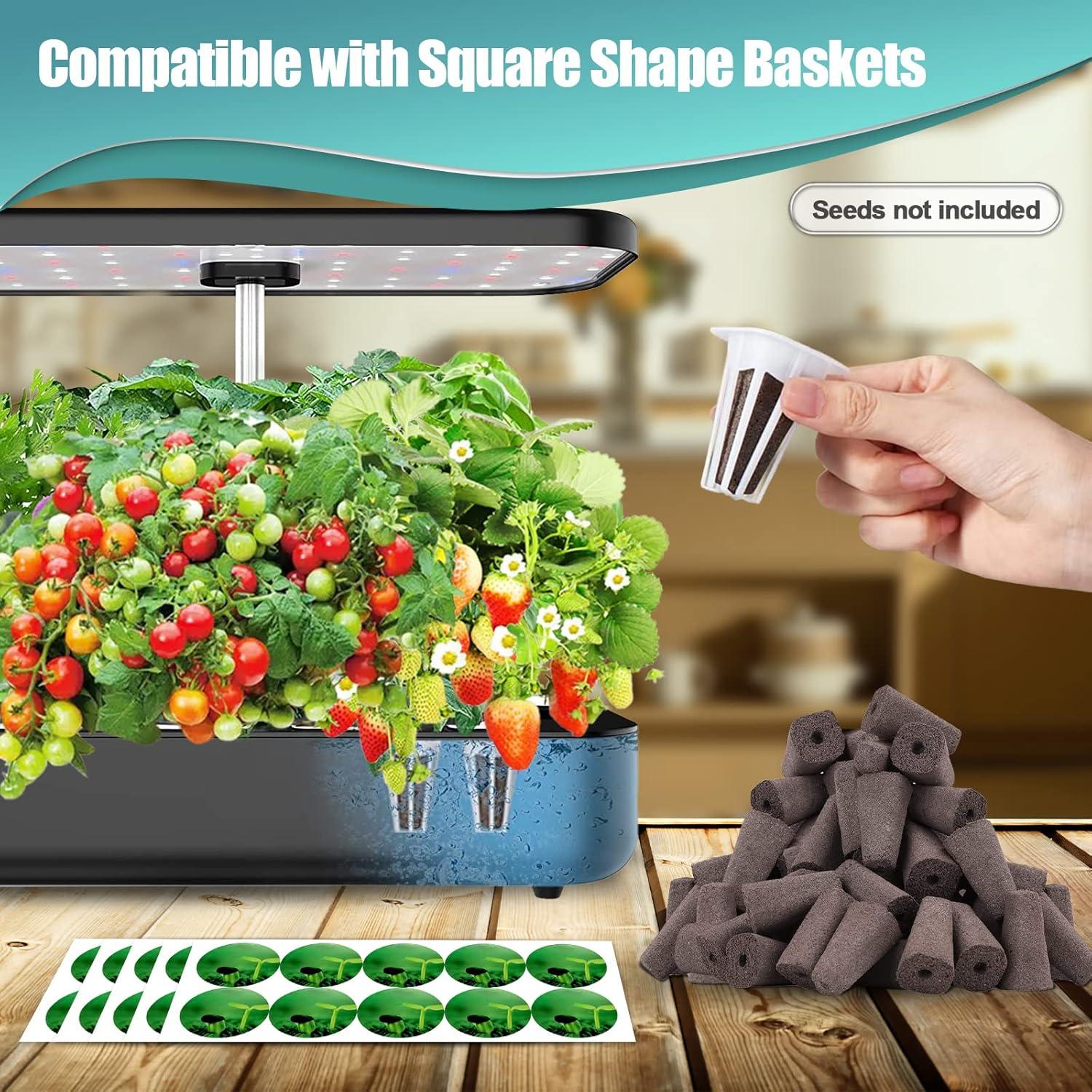 Kit de Cápsulas Hidropónicas Haligo 100pcs Cuadradas con Esponjas