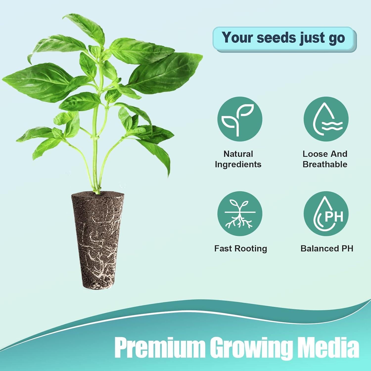 Kit de Cápsulas Hidropónicas Haligo 100pcs Cuadradas con Esponjas