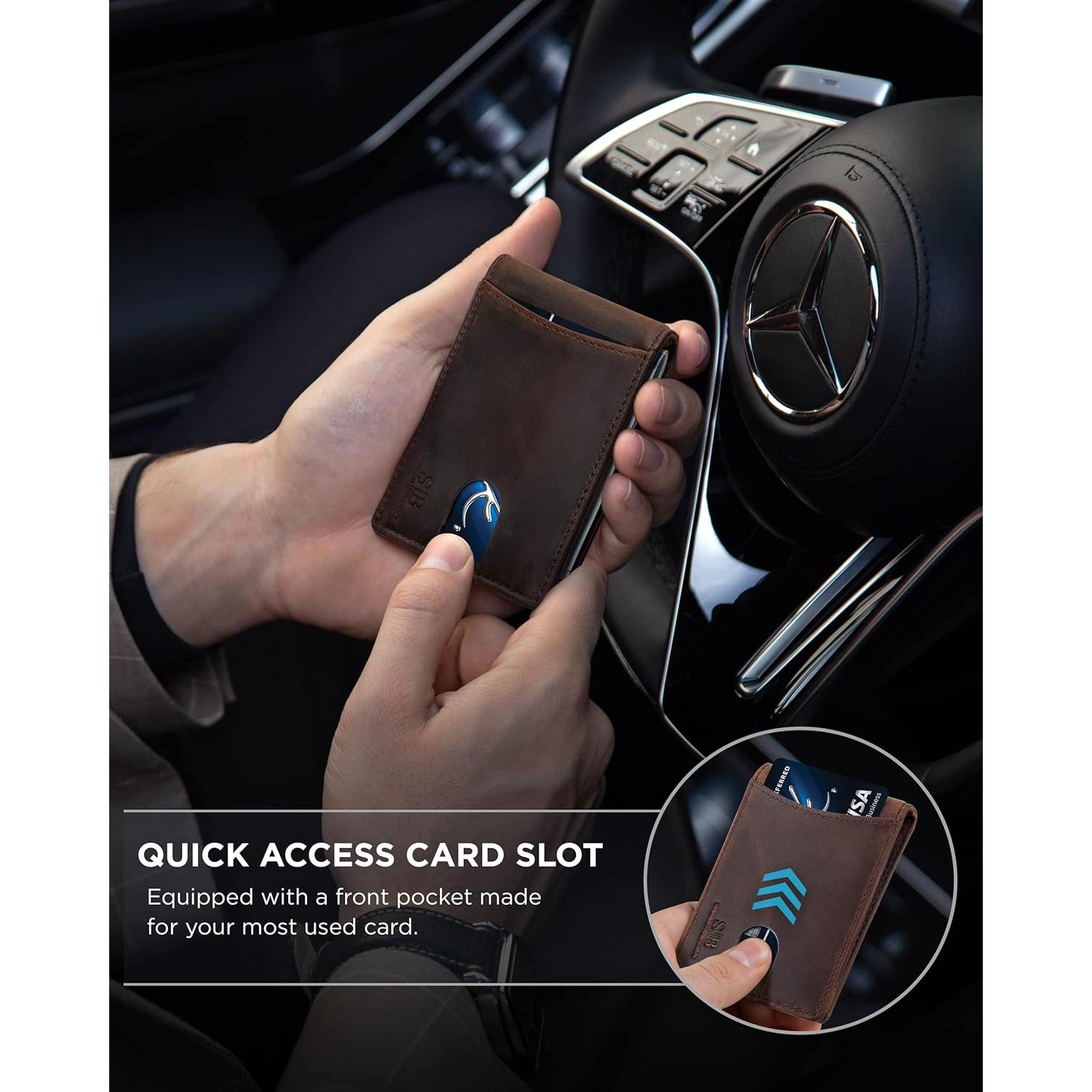 Cartera Bifold de Cuero SERMAN BRANDS con Bloqueo RFID para Hombres