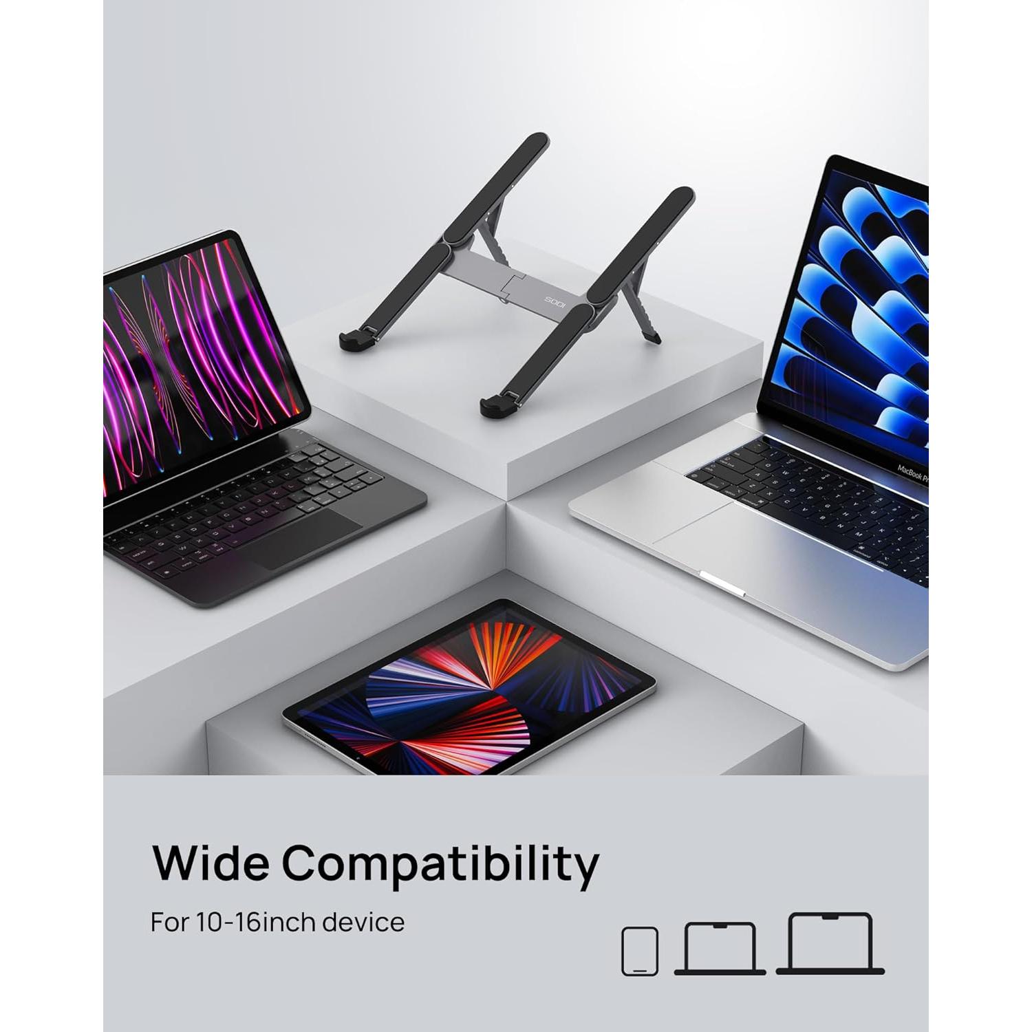 Soporte Plegable SODI para Laptop 10-16" Ergonómico Aluminio