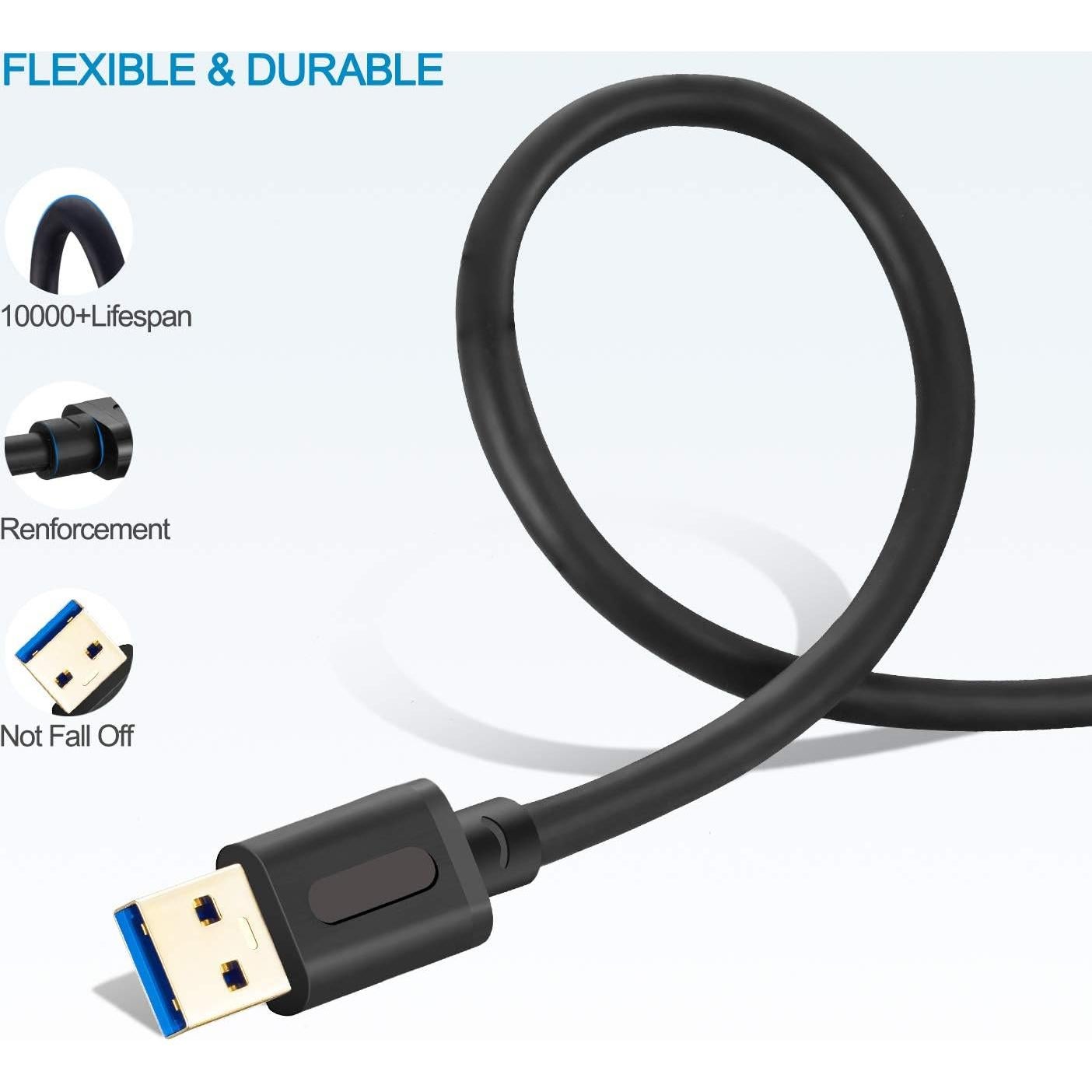 Cable USB 3.0 Macho a Macho 0.3M Jelly Tang Baño de Oro