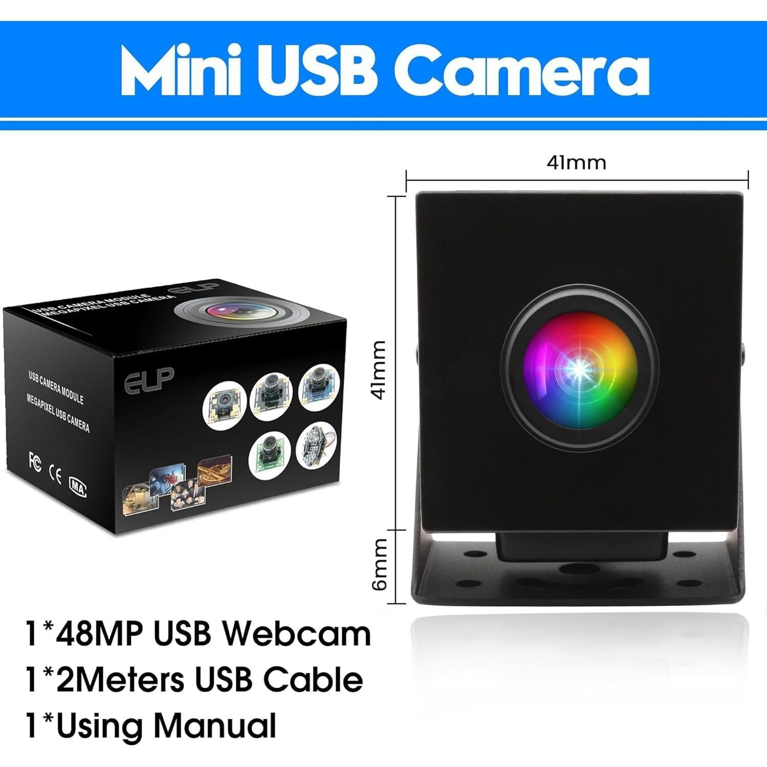 Cámara USB IFWATER 48MP Ultra HD Gran Angular 200°