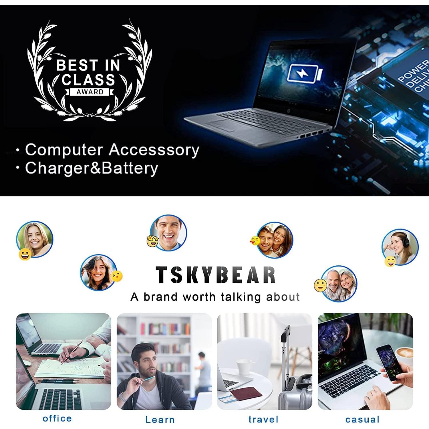 Cargador TSKYBEAR 65W USB C para Laptop HP y Chromebook