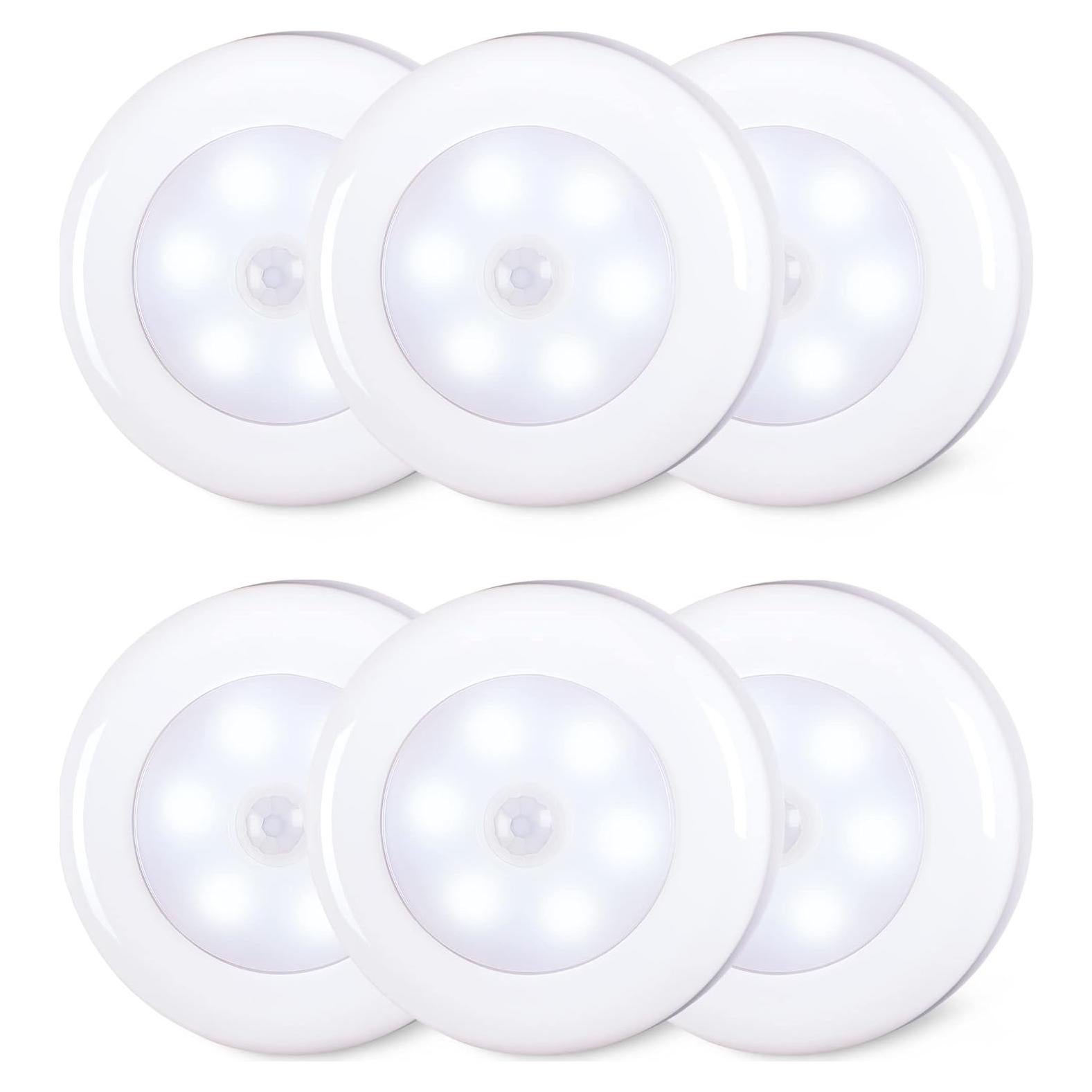 Luz LED con Sensor de Movimiento 6 Pack 7 cm Blanco Frío
