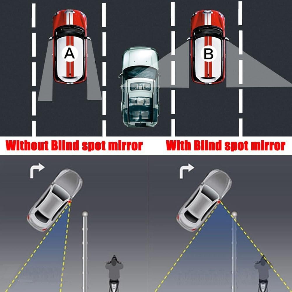 Espejo de Punto Ciego Ampper, 2 Piezas, Vidrio HD Convexo