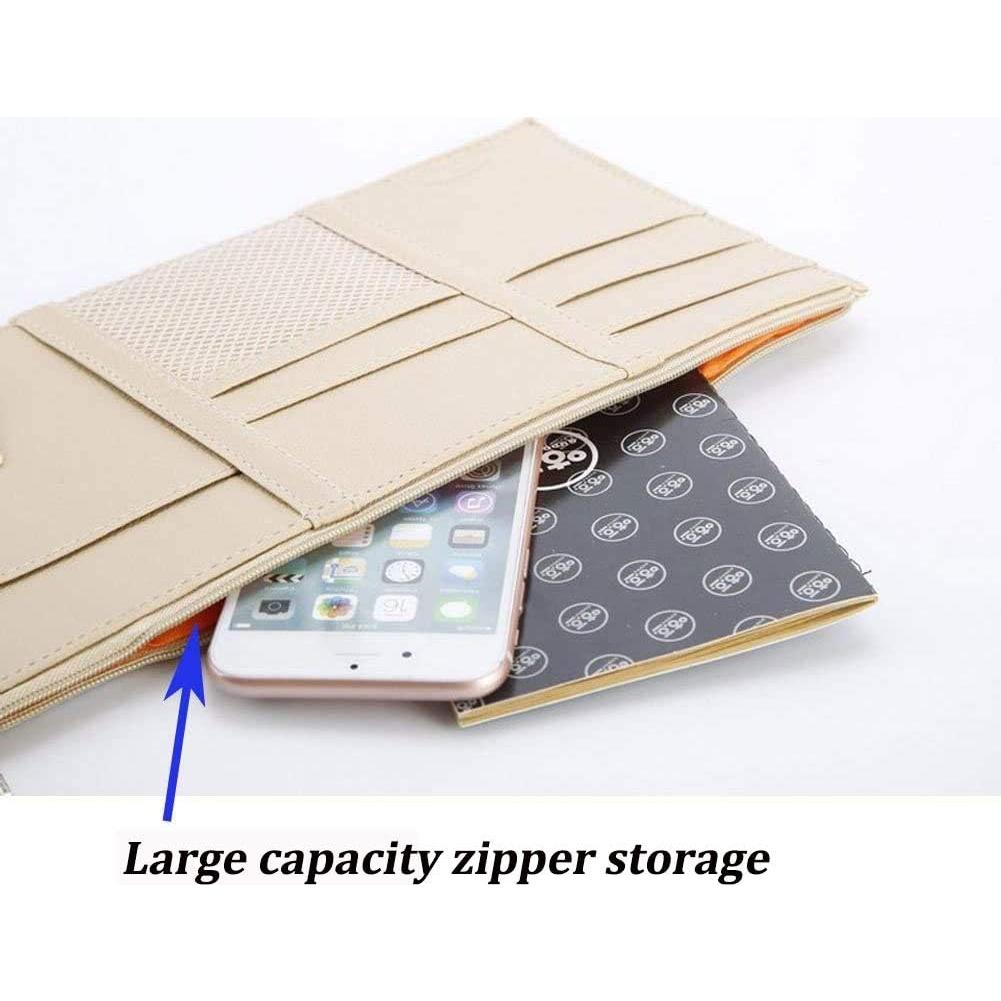 Organizador de Visera de Coche SEMBEM Beige Cuero Sintético