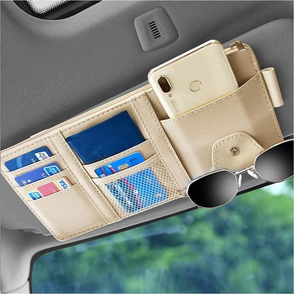 Organizador de Visera de Coche SEMBEM Beige Cuero Sintético