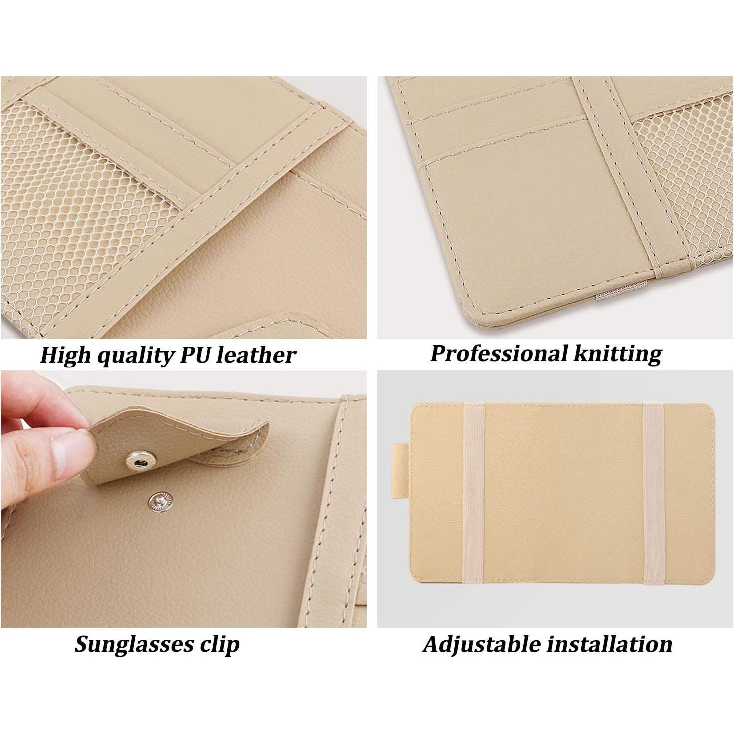 Organizador de Visera de Coche SEMBEM Beige Cuero Sintético