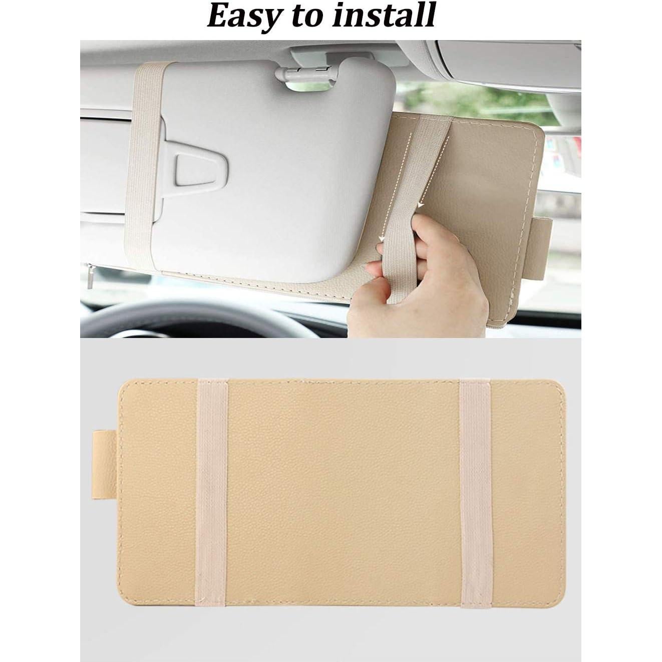 Organizador de Visera de Coche SEMBEM Beige Cuero Sintético