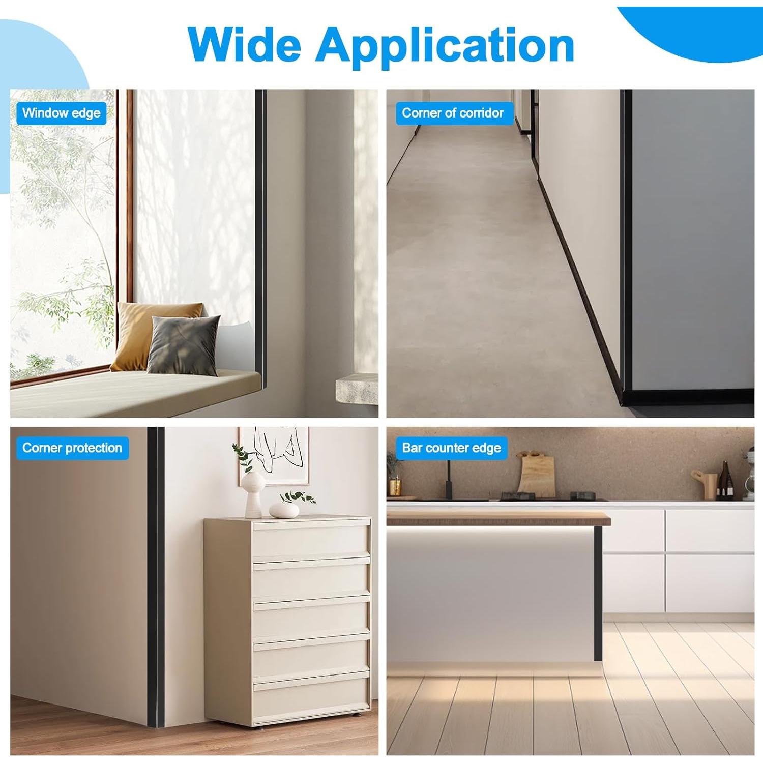 Protector de Esquina de Aluminio Heainaiyoo 4Pack 114.3x2.5cm Negro