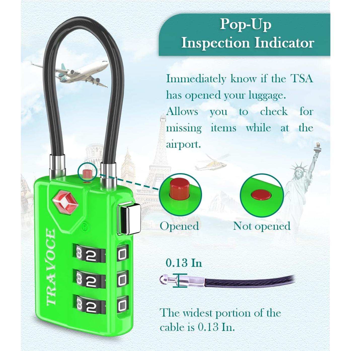 Candado de Equipaje Travoce TV21105V Aprobado por TSA 1 Pz