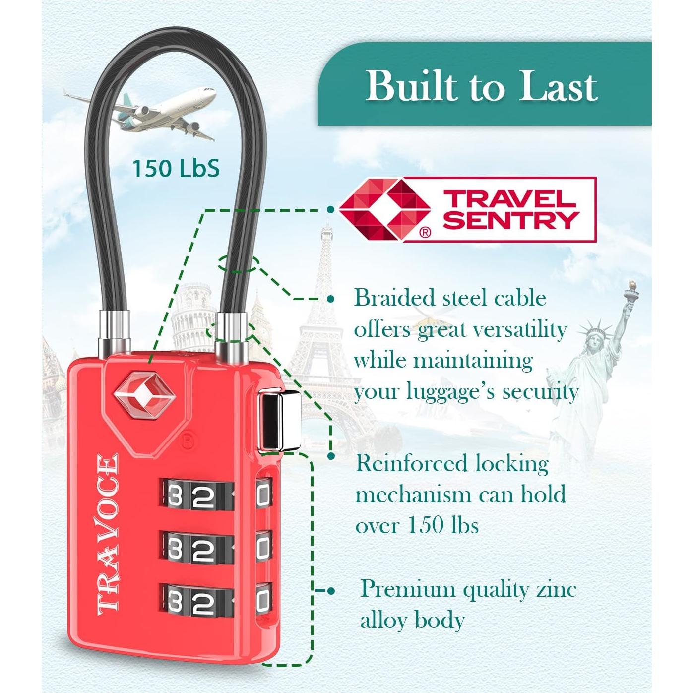 Candado de Equipaje Travoce TV21105V Aprobado por TSA 1 Pz