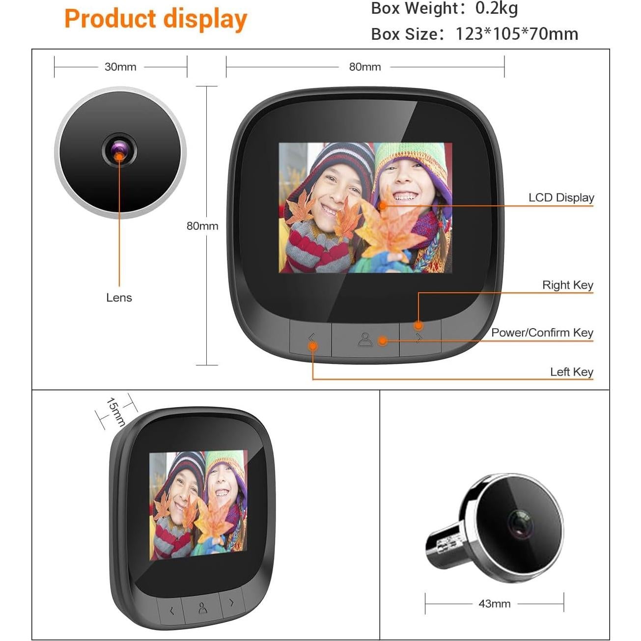 Visor de Puerta de Video Glintcam 2.4" LCD 0.3MP Batería 600mAh