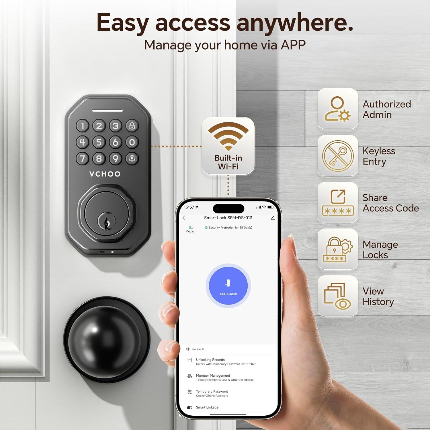 Cerradura Inteligente VCHOO SL02 Wi-Fi con Control de App