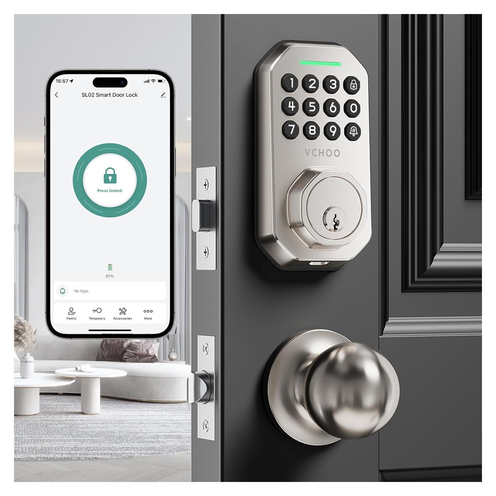 Cerradura Inteligente VCHOO SL02 con Control APP y Auto-Cierre