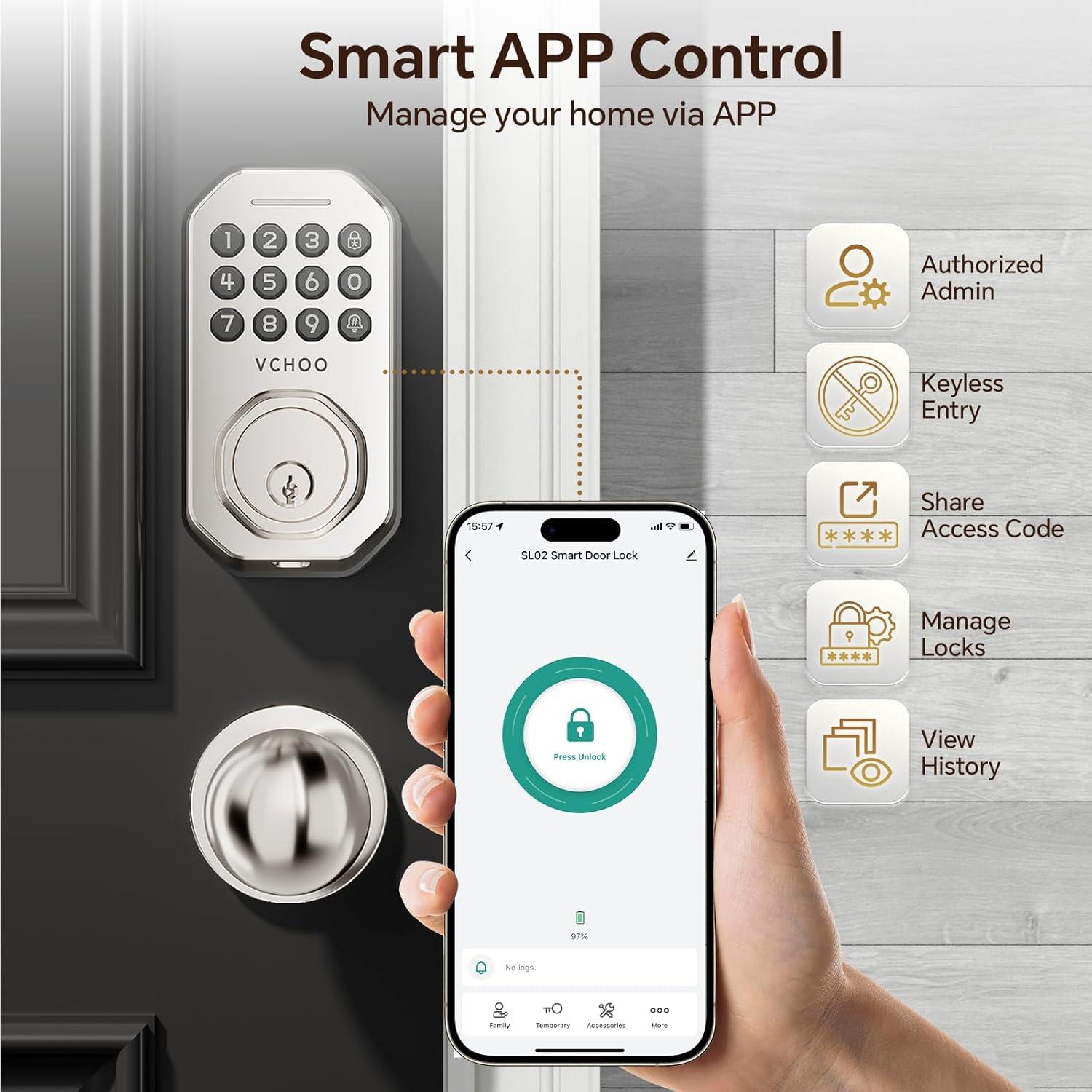 Cerradura Inteligente VCHOO SL02 con Control APP y Auto-Cierre