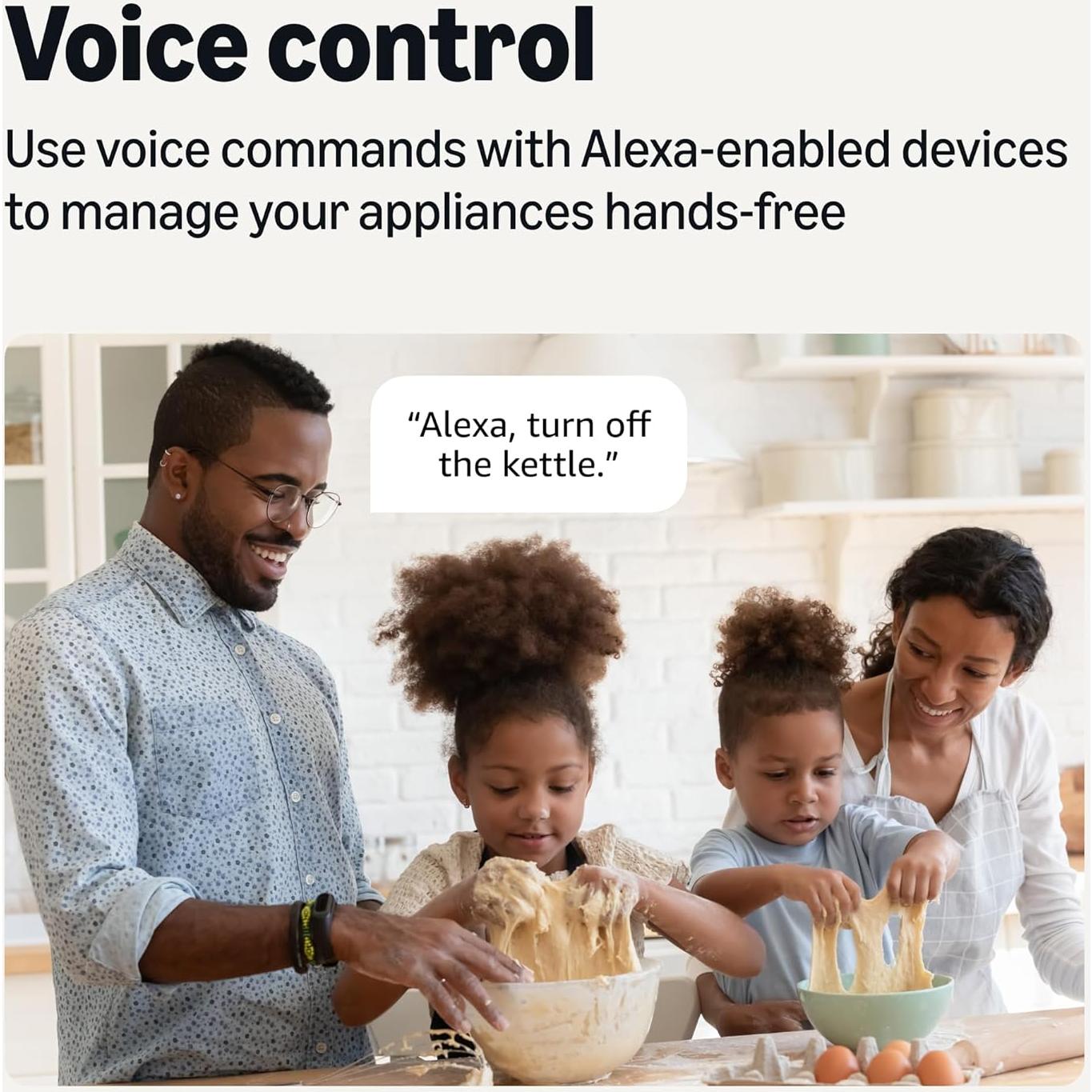 Enchufe Inteligente Amazon Basics, Control Alexa, 1800W, Blanco