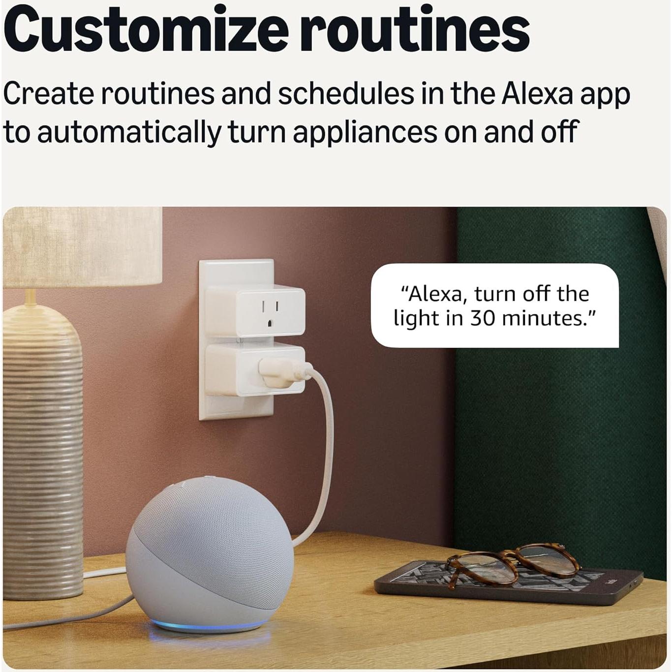 Enchufe Inteligente Amazon Basics, Control Alexa, 1800W, Blanco