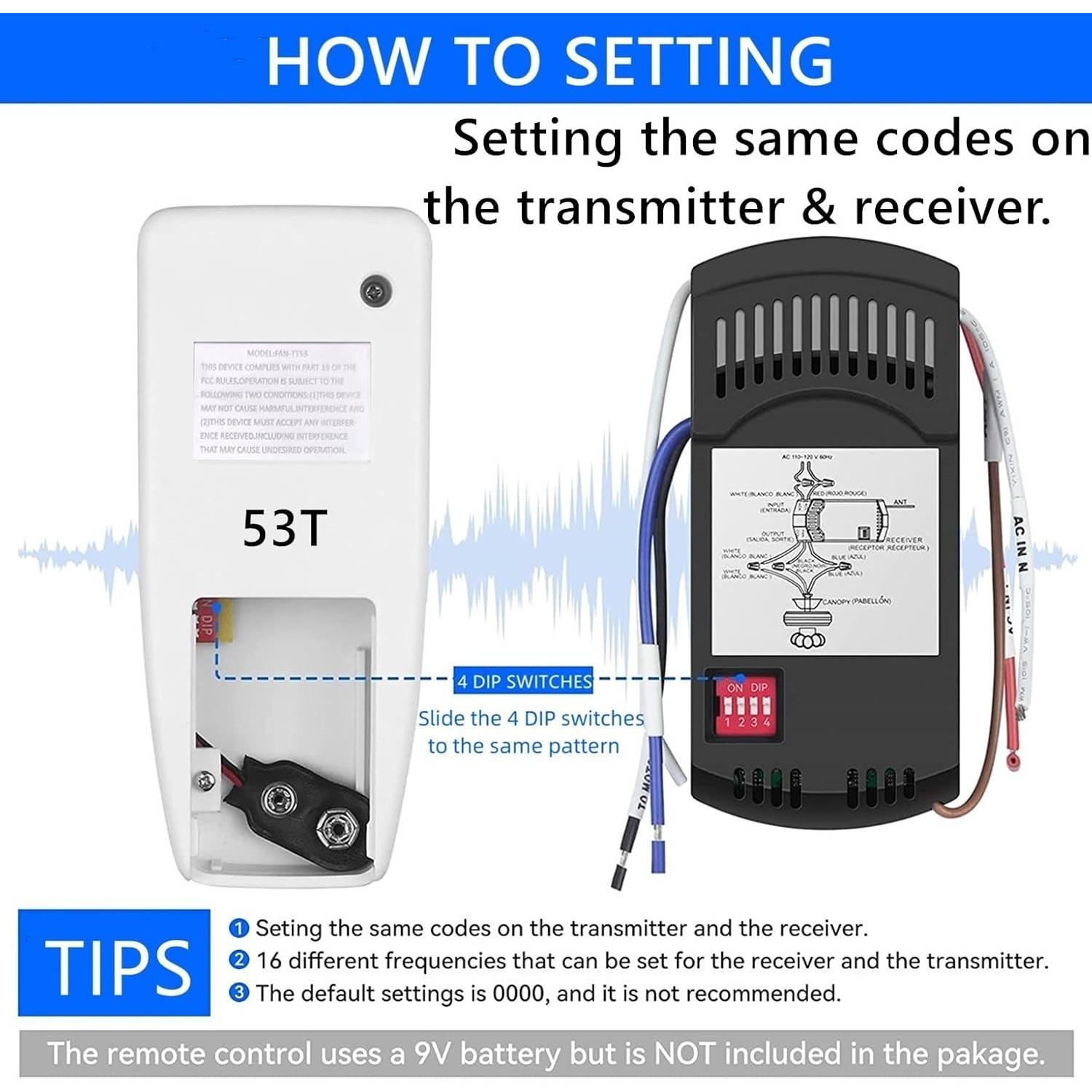 Kit de Control Remoto Universal Nexete 53T para Ventilador de Techo