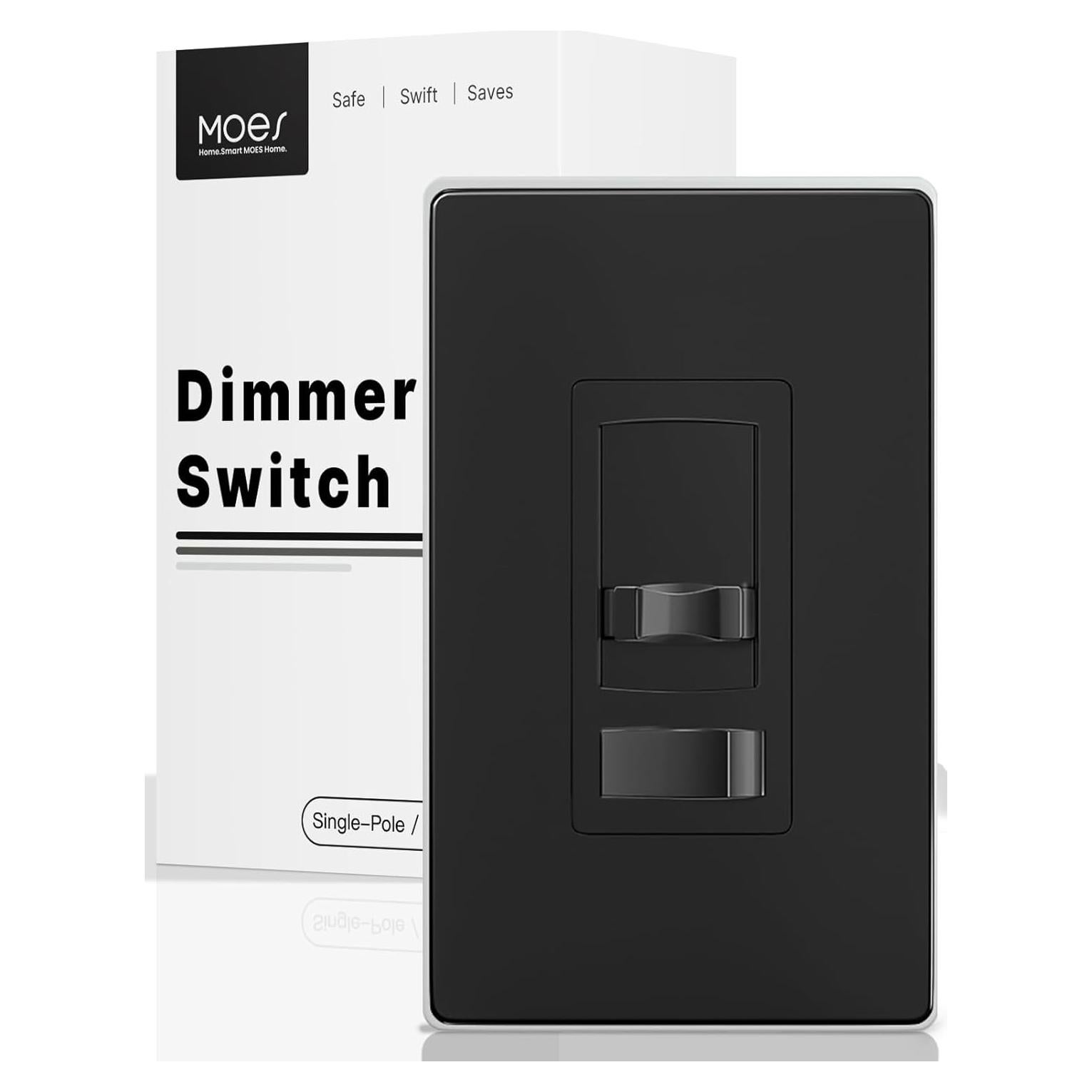 Interruptor Regulable MOES Negro 600W para LED y CFL